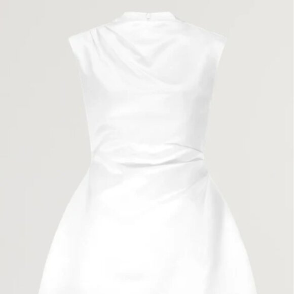Odd Muse Satin Straight Neck Mini Dress - White (M) - Picture 9 of 11